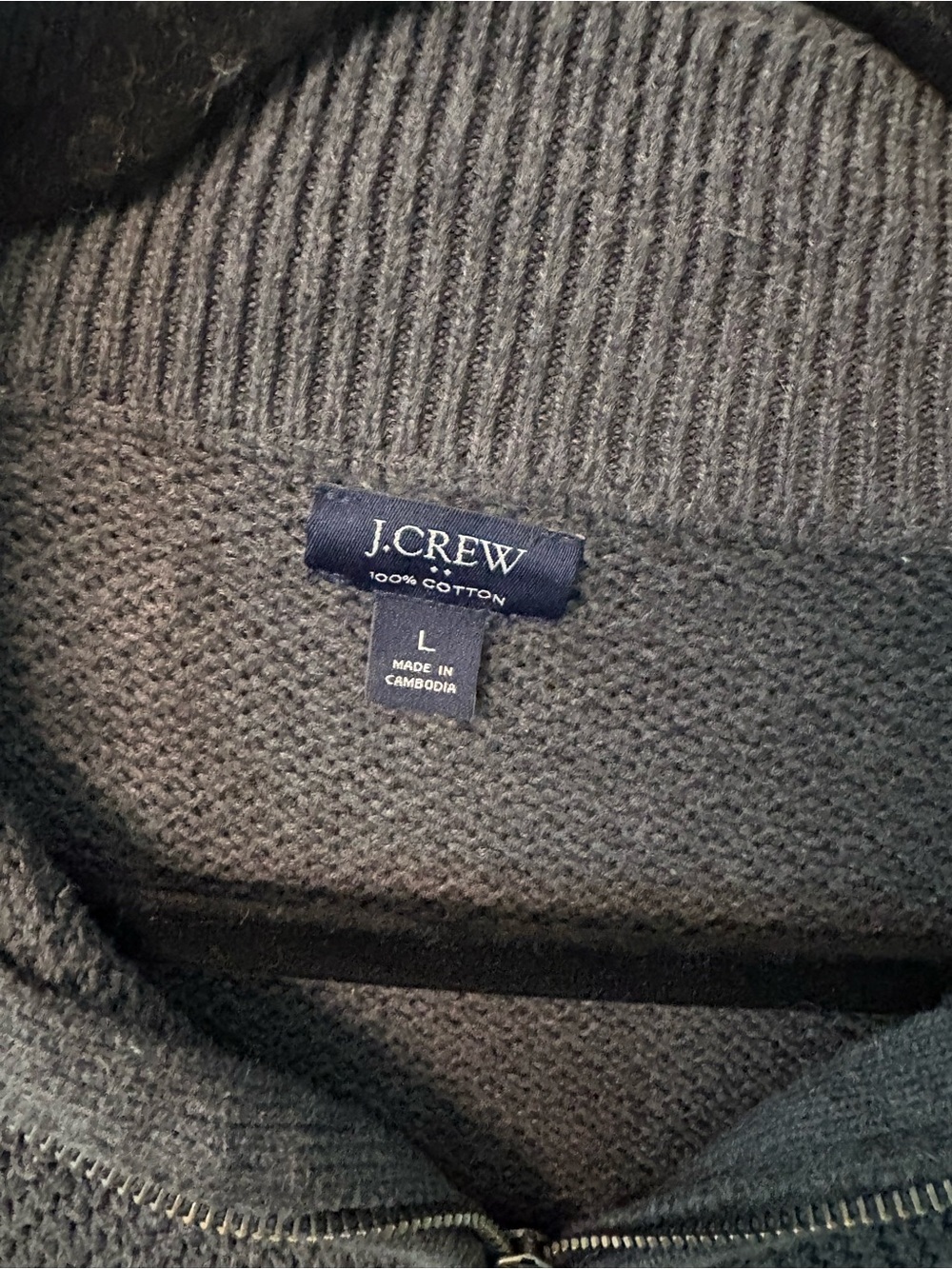 J. Crew Men’s Charcoal Quarter-Zip Textured Knit Sweater - Picture 3 of 6